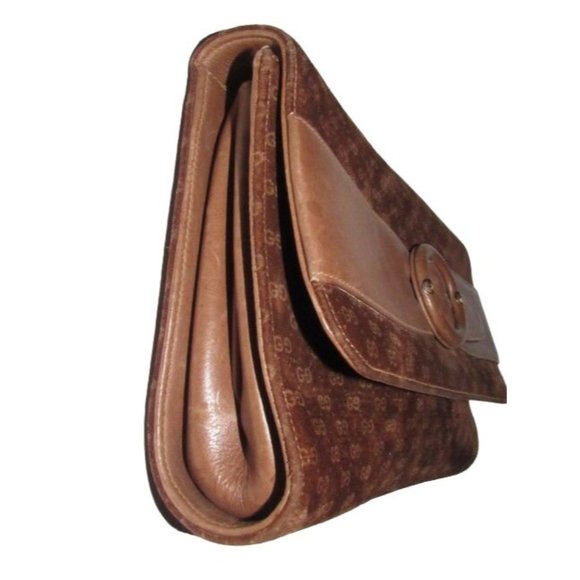 Gucci Brown Micro Guccissima Print Suede & Leather Clutch - Picture 4 of 12